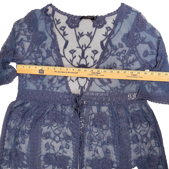 Anthropologie Doe & Rae Top L Lace Vest Mesh Embroidered Romantic Cardiga Duster - Picture 5 of 7